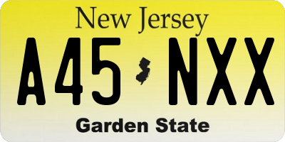 NJ license plate A45NXX