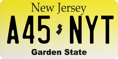 NJ license plate A45NYT