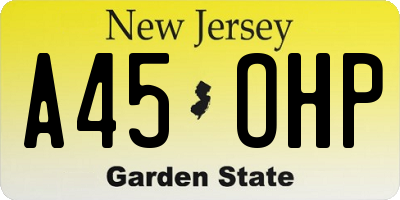 NJ license plate A45OHP