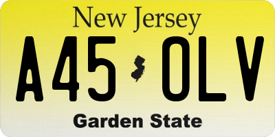 NJ license plate A45OLV