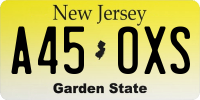 NJ license plate A45OXS