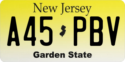 NJ license plate A45PBV