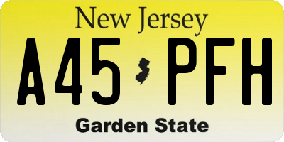 NJ license plate A45PFH
