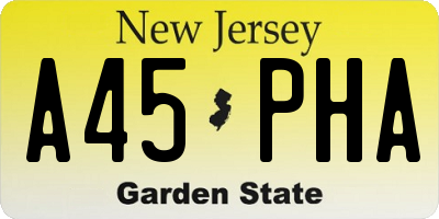 NJ license plate A45PHA