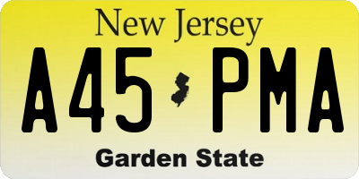 NJ license plate A45PMA