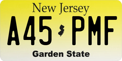 NJ license plate A45PMF