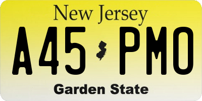 NJ license plate A45PMO