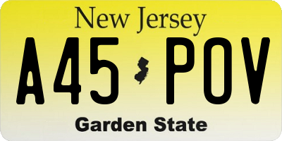 NJ license plate A45POV
