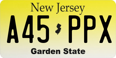 NJ license plate A45PPX