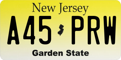 NJ license plate A45PRW
