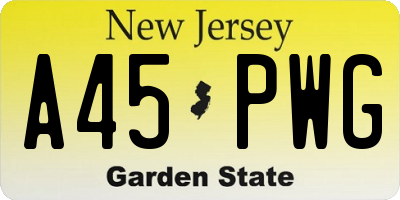 NJ license plate A45PWG