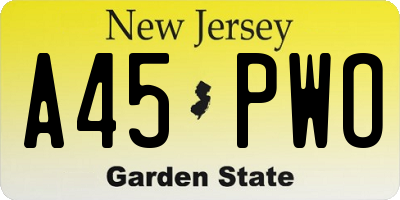 NJ license plate A45PWO