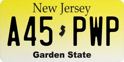 NJ license plate A45PWP