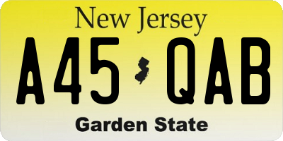 NJ license plate A45QAB