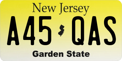 NJ license plate A45QAS