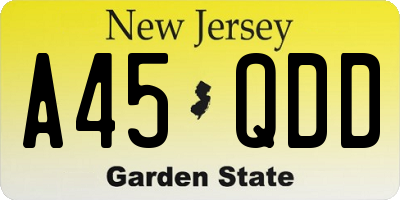 NJ license plate A45QDD