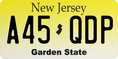 NJ license plate A45QDP