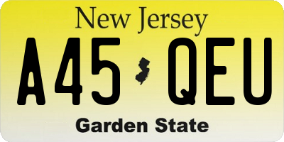 NJ license plate A45QEU