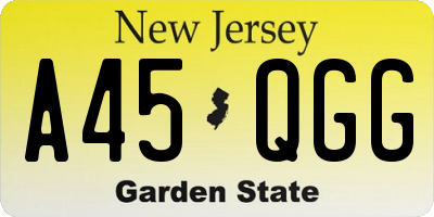 NJ license plate A45QGG