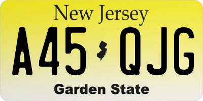 NJ license plate A45QJG