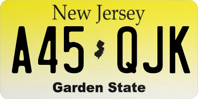 NJ license plate A45QJK