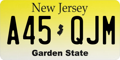 NJ license plate A45QJM