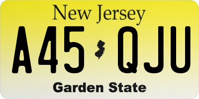 NJ license plate A45QJU