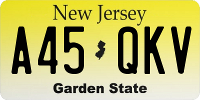 NJ license plate A45QKV