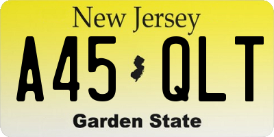 NJ license plate A45QLT