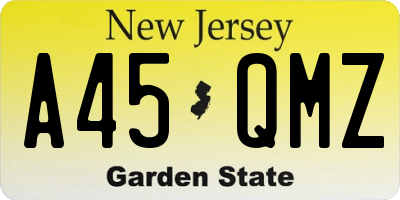 NJ license plate A45QMZ