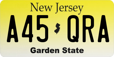 NJ license plate A45QRA