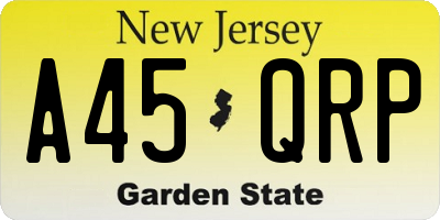 NJ license plate A45QRP