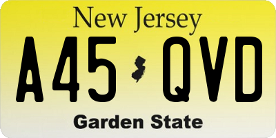 NJ license plate A45QVD