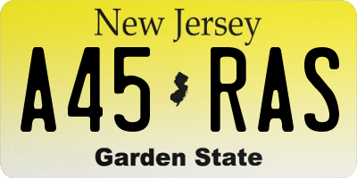 NJ license plate A45RAS