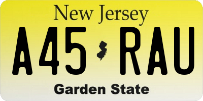 NJ license plate A45RAU