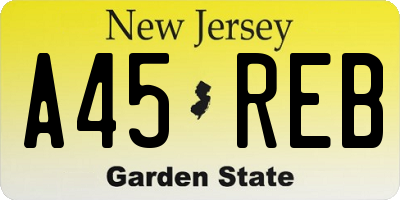 NJ license plate A45REB