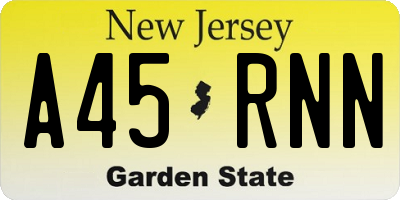 NJ license plate A45RNN