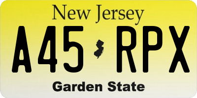 NJ license plate A45RPX