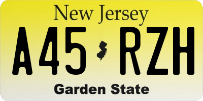 NJ license plate A45RZH