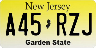NJ license plate A45RZJ