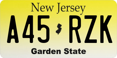 NJ license plate A45RZK