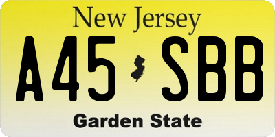 NJ license plate A45SBB
