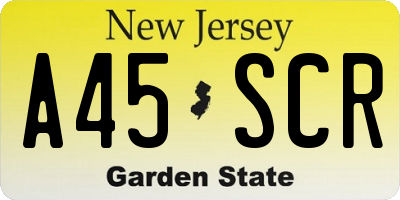 NJ license plate A45SCR