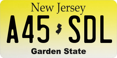 NJ license plate A45SDL