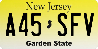 NJ license plate A45SFV