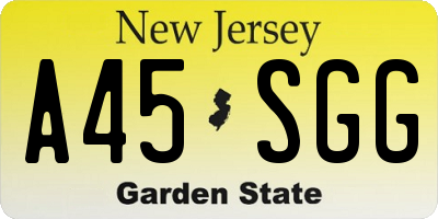 NJ license plate A45SGG