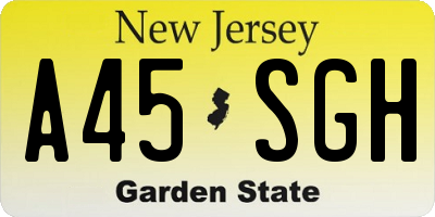 NJ license plate A45SGH