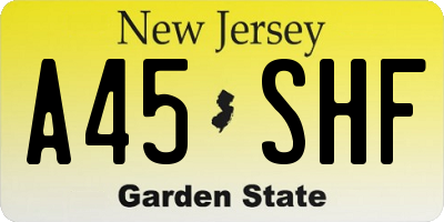 NJ license plate A45SHF