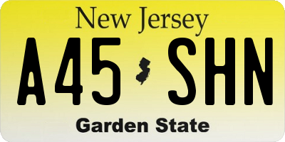 NJ license plate A45SHN