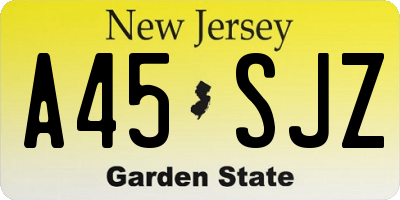 NJ license plate A45SJZ